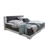 Boxspringbett 200 x 200 cm LED grau/weiß Kunstleder-Optik